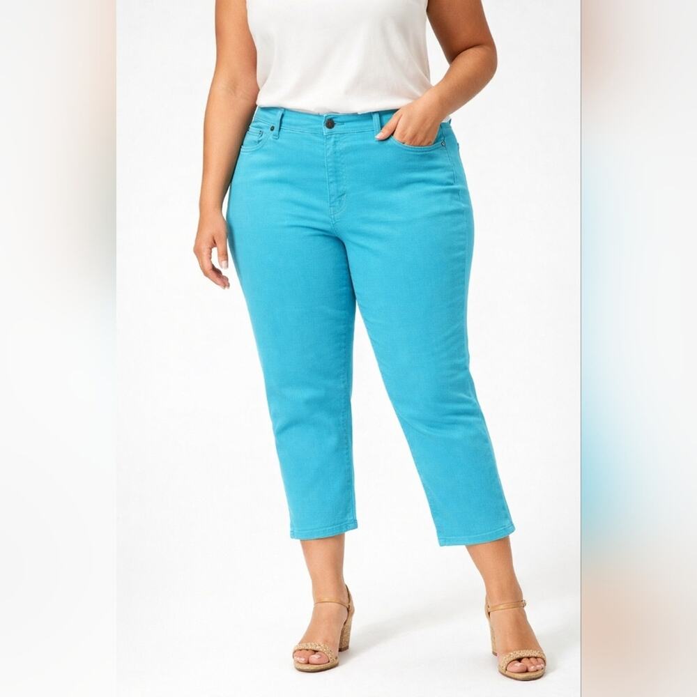 Ralph Lauren 5 Pocket Turquoise Jeans Ankle/ Cropped Sz 18W #1783